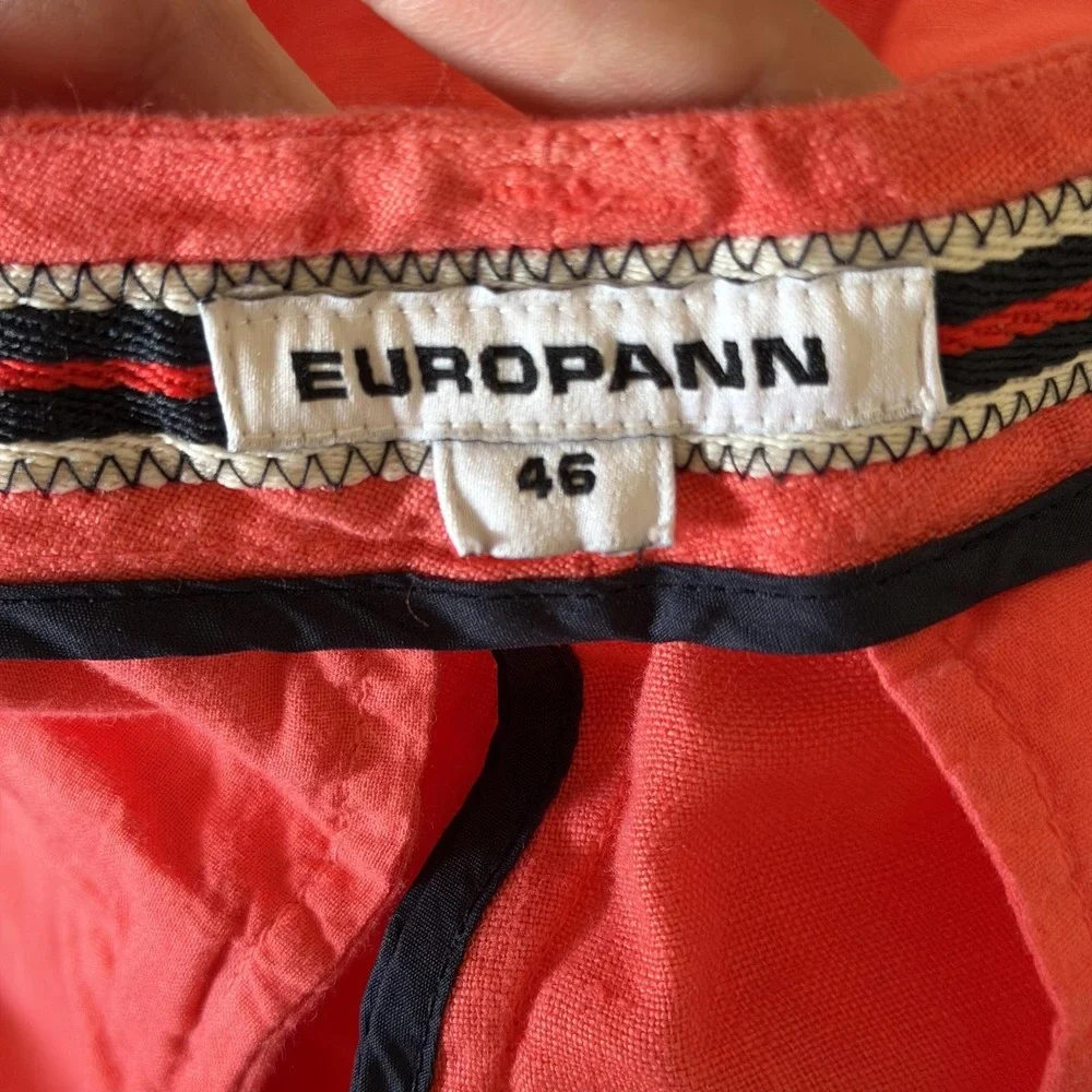 Europann Pants Mens Nantucket Red 40 x 28 100% Linen Chino Straight Lightweight